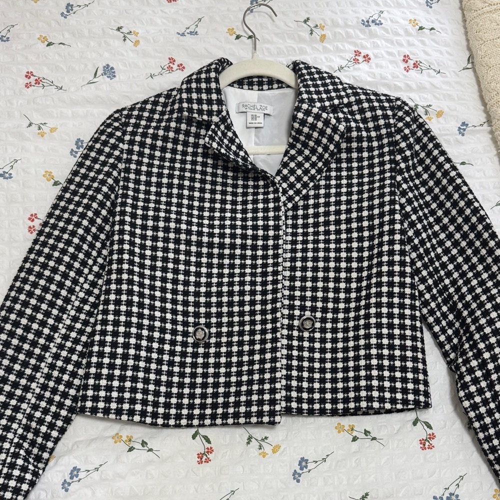 Houndstooth Crop Blazer Jacket